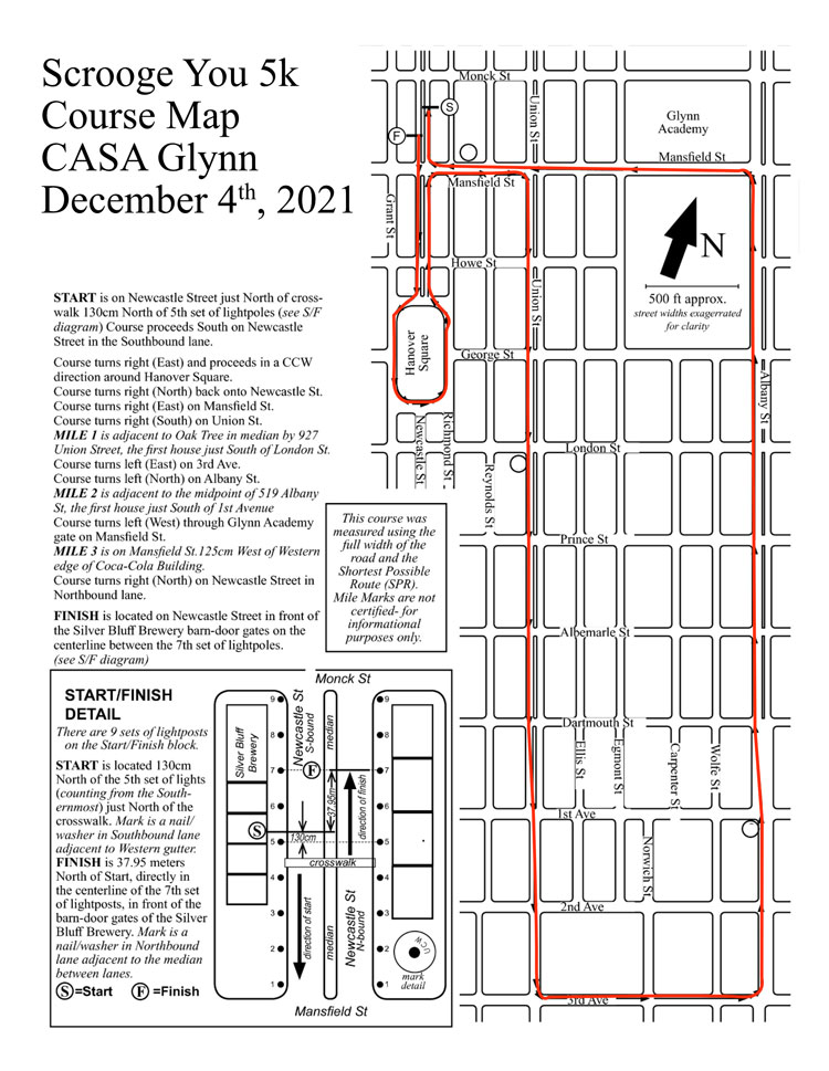 Scrooge You 2021 Casa 5K Course Map
